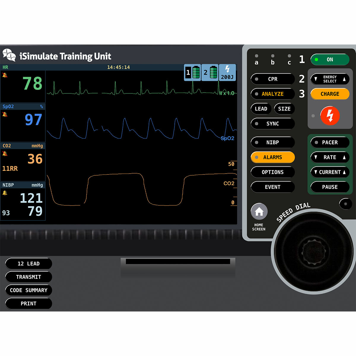 Simultor obrazovky pacientkho monitoru LIFEPAK 15 pro REALITi360